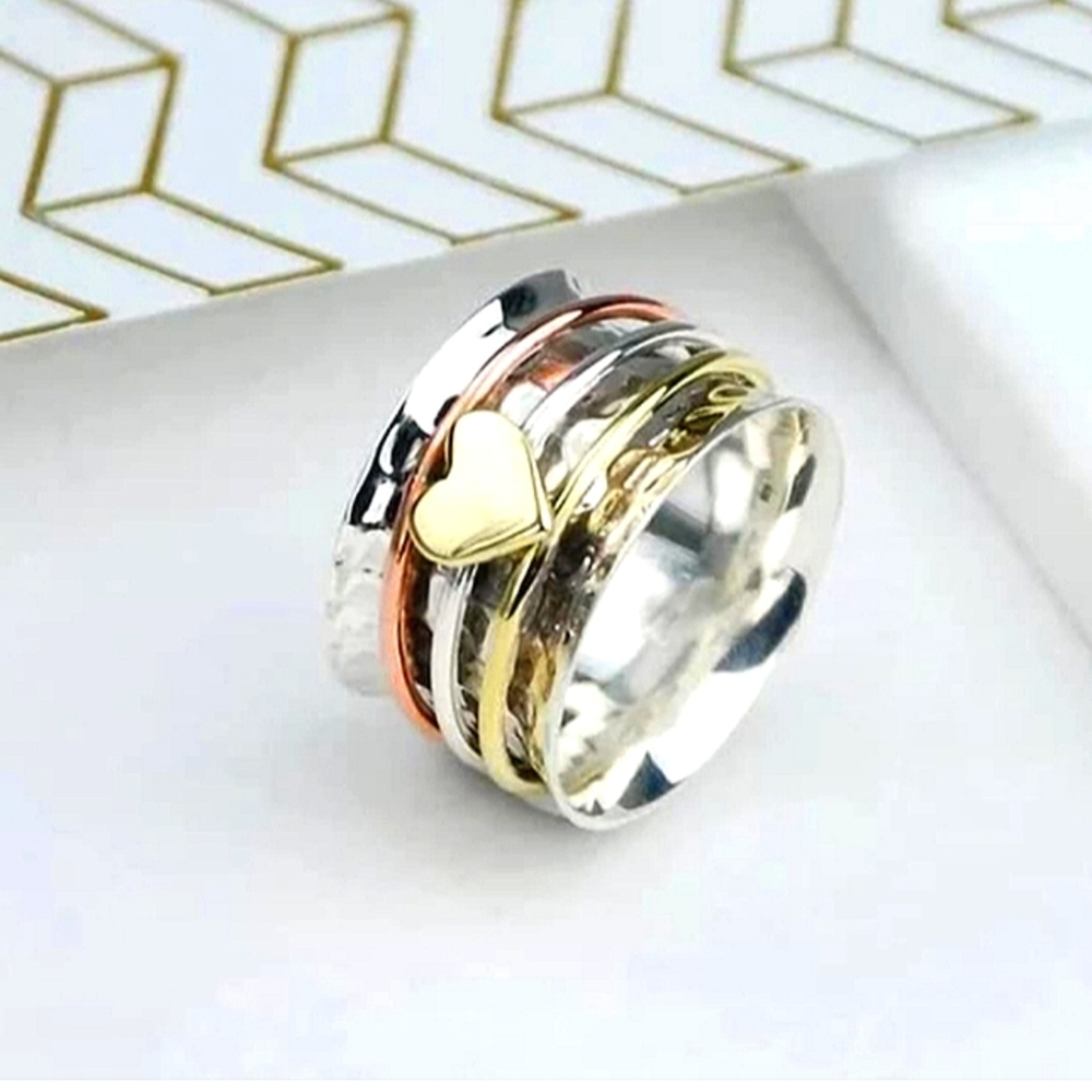925 Sterling Silver Anxiety Ring, Fidget Ring, Stress Relief Gift